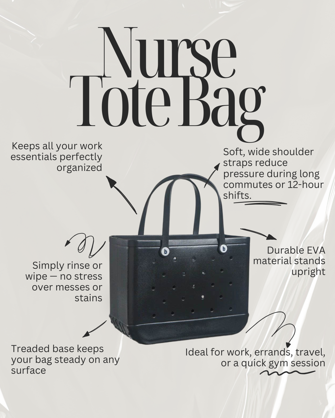 Nurse Tote Bag - Nursecaresuites - Online Healthcare Boutiquebeach bagbeach toteblack tote