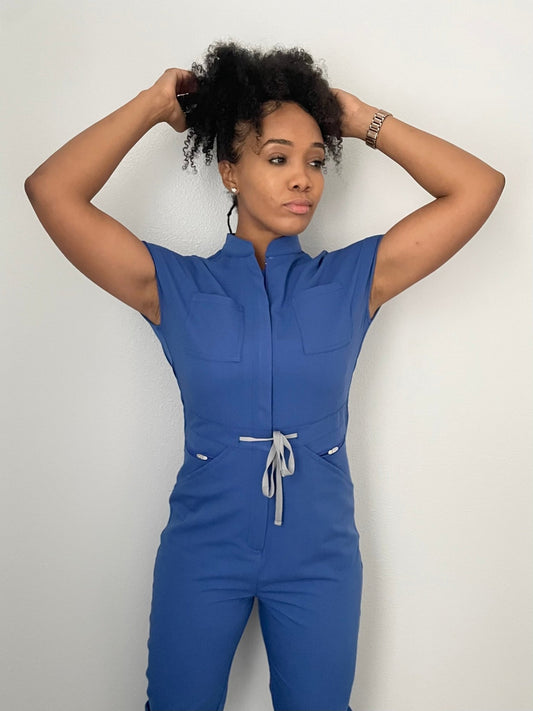 One Piece Scrub Jumpsuit - Nursecaresuites - Online Healthcare BoutiqueScrubsCnajumpsuitJumpsuit navy