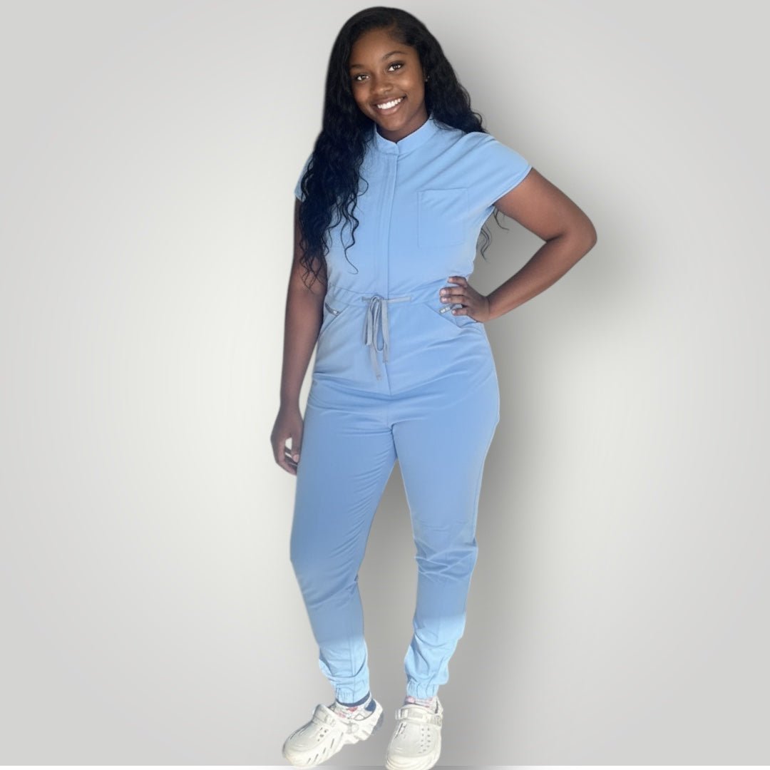 One Piece Scrub Jumpsuit - Nursecaresuites - Online Healthcare BoutiqueScrubs8 - pocket jumpsuitadjustable drawstring jumpsuitall - day comfort scrubs