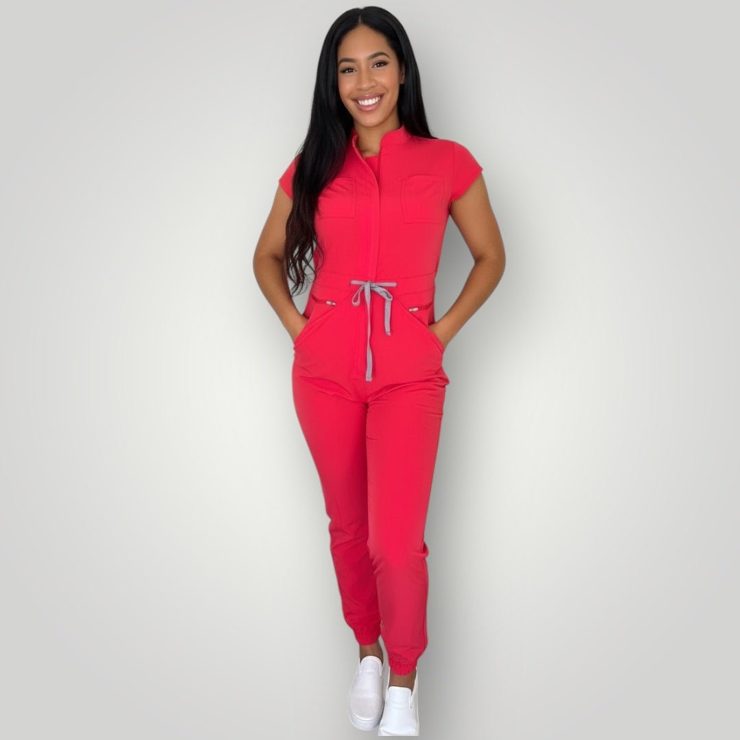 One Piece Scrub Jumpsuit - Nursecaresuites - Online Healthcare BoutiqueScrubs8 - pocket jumpsuitadjustable drawstring jumpsuitall - day comfort scrubs