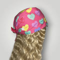 Pink Candy Hearts Satin - Lined Tie Back Scrub Caps - Nursecaresuites - Online Healthcare BoutiqueScrub CapAdjustable Scrub CapAdjustable Tie Backaesthetic healthcare worker