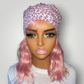 Pink Sweetheart Leopard Satin - Lined Tie Back Scrub Cap - Nursecaresuites - Online Healthcare BoutiqueScrub Capbreathable scrub capcapcute scrub caps