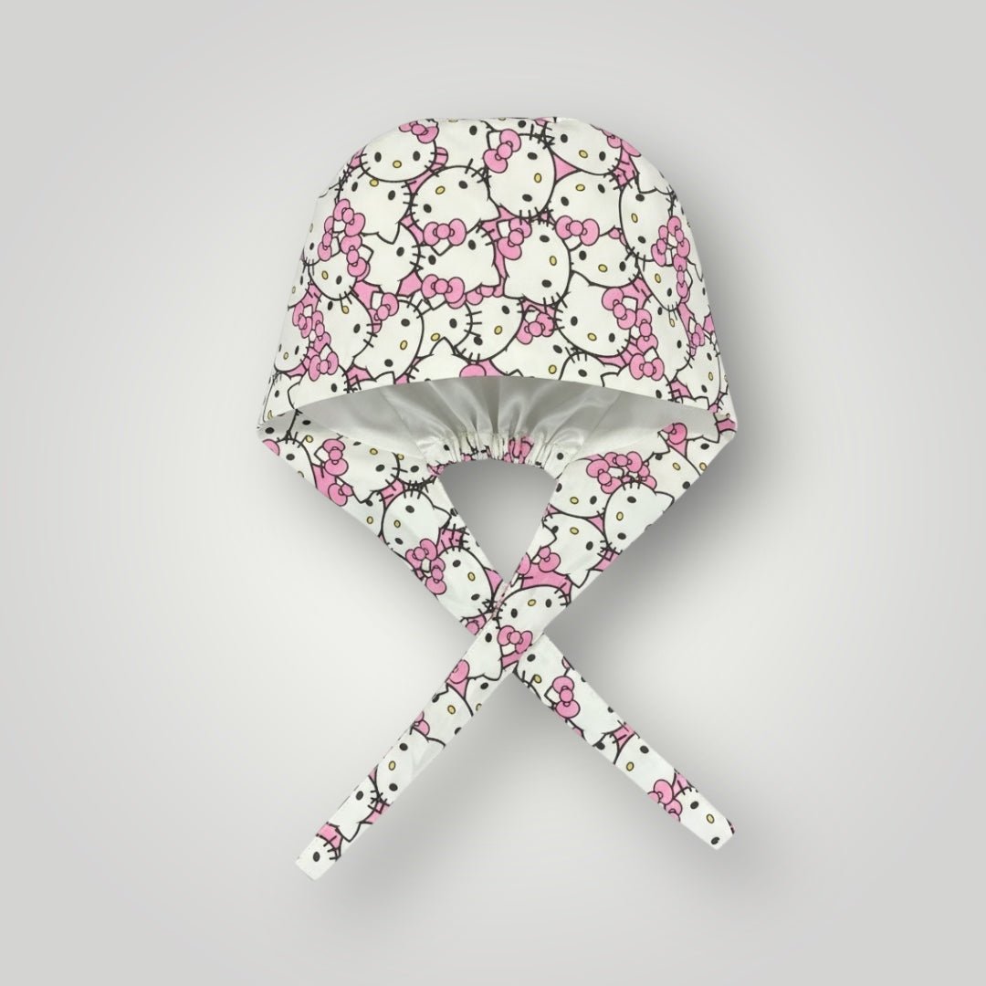Satin - Lined Nurse Scrub Caps – Hello Kitty, Barbie & Bratz | Most Wanted Collection - Nursecaresuites - Online Healthcare BoutiqueScrub CapAdjustable Scrub CapAdjustable Tie BackBarbie Scrub Cap