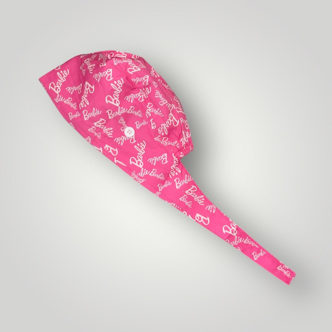 Satin - Lined Nurse Scrub Caps – Hello Kitty, Barbie & Bratz | Most Wanted Collection - Nursecaresuites - Online Healthcare BoutiqueScrub CapAdjustable Scrub CapAdjustable Tie BackBarbie Scrub Cap