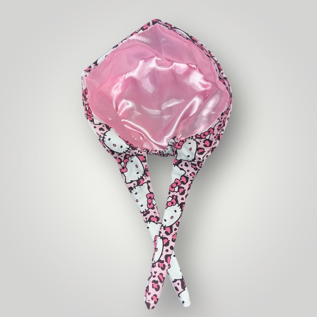 Satin - Lined Nurse Scrub Caps | Hello Kitty, Barbie & Bratz Styles - Nursecaresuites - Online Healthcare BoutiqueScrub CapAdjustable Scrub CapAdjustable Tie BackBarbie Scrub Cap