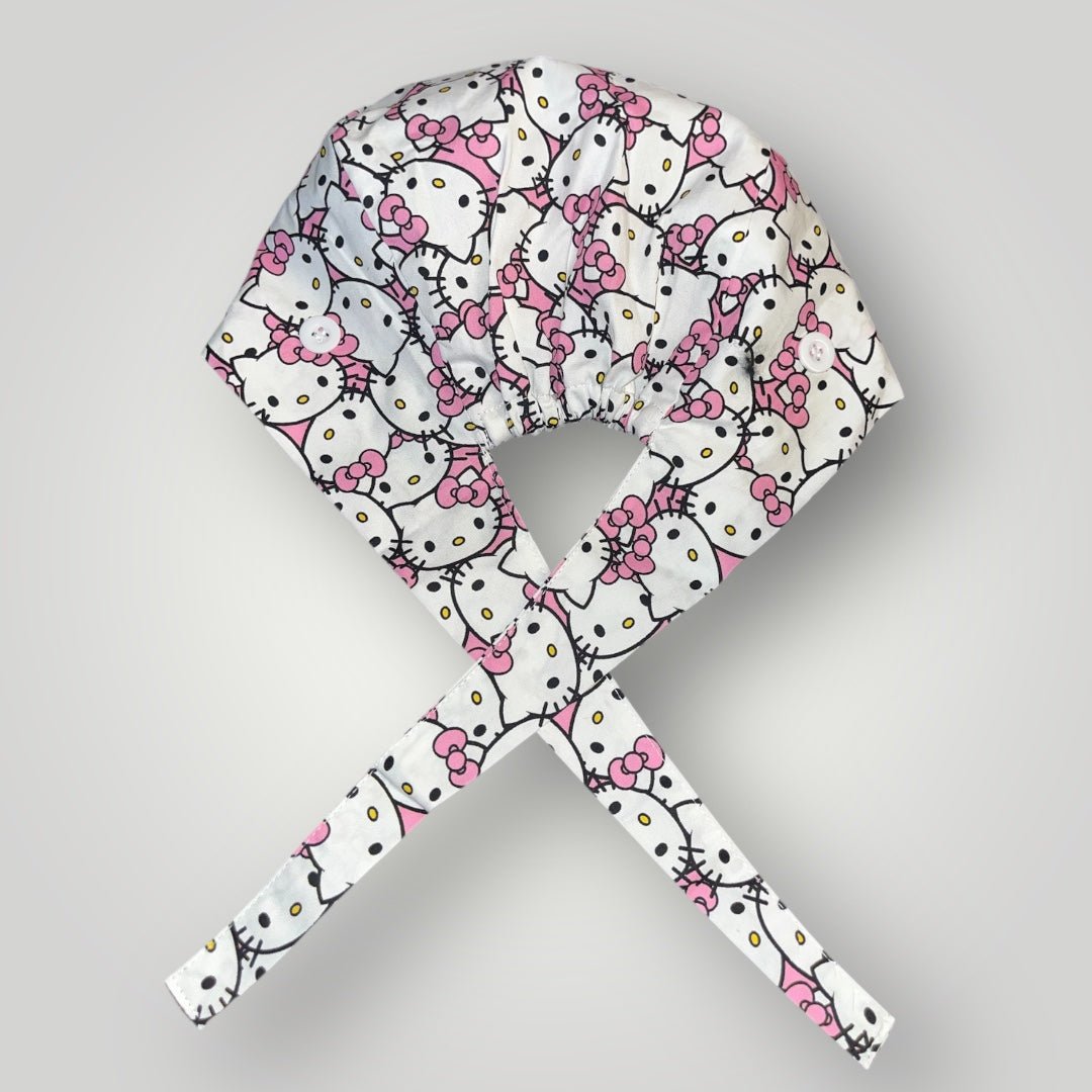 Satin - Lined Nurse Scrub Caps | Hello Kitty, Barbie & Bratz Styles - Nursecaresuites - Online Healthcare BoutiqueScrub CapAdjustable Scrub CapAdjustable Tie BackBarbie Scrub Cap