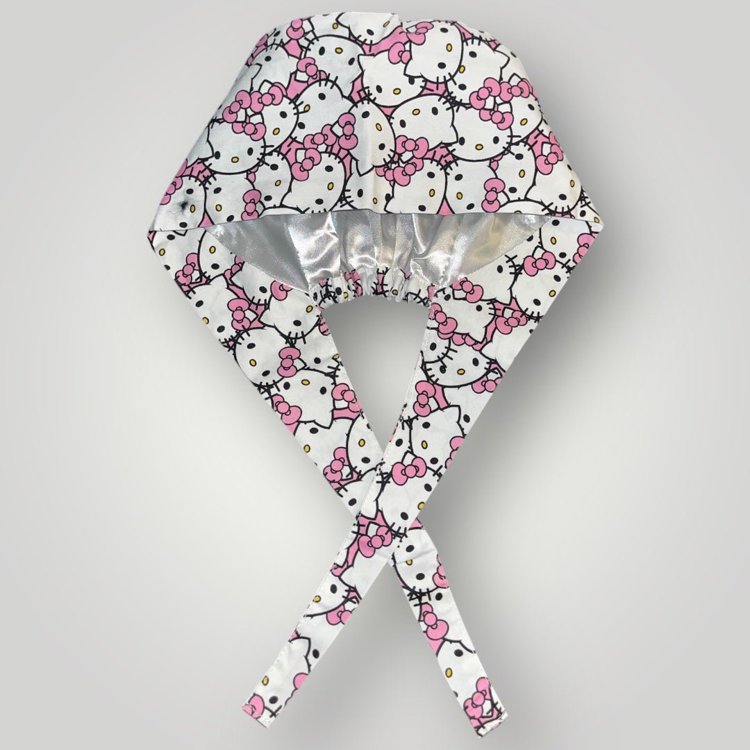 Satin - Lined Nurse Scrub Caps | Hello Kitty, Barbie & Bratz Styles - Nursecaresuites - Online Healthcare BoutiqueScrub CapAdjustable Scrub CapAdjustable Tie BackBarbie Scrub Cap