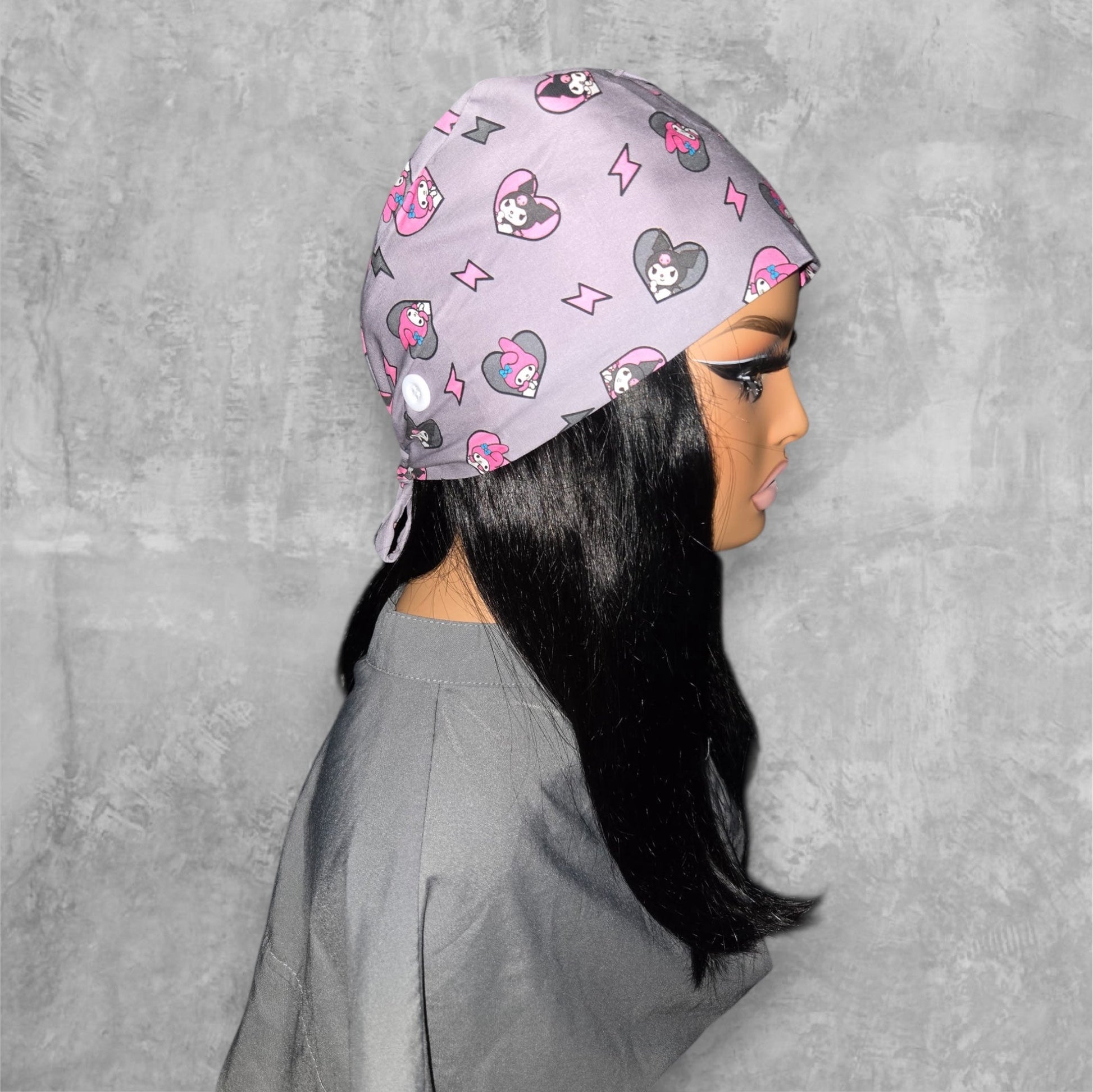 Satin - Lined Nurse Scrub Caps | Hello Kitty, Barbie, Powerpuff and Bratz Styles - Nursecaresuites - Online Healthcare BoutiqueScrub CapAdjustable Scrub CapAdjustable Tie Backaesthetic healthcare worker