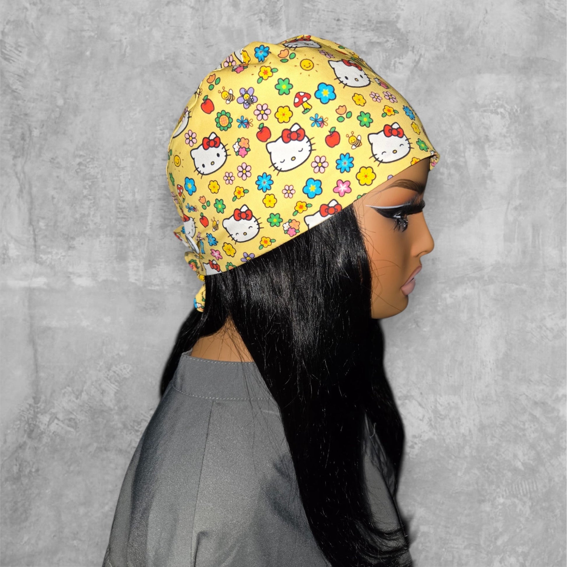 Satin - Lined Nurse Scrub Caps | Hello Kitty, Barbie, Powerpuff and Bratz Styles - Nursecaresuites - Online Healthcare BoutiqueScrub CapAdjustable Scrub CapAdjustable Tie Backaesthetic healthcare worker