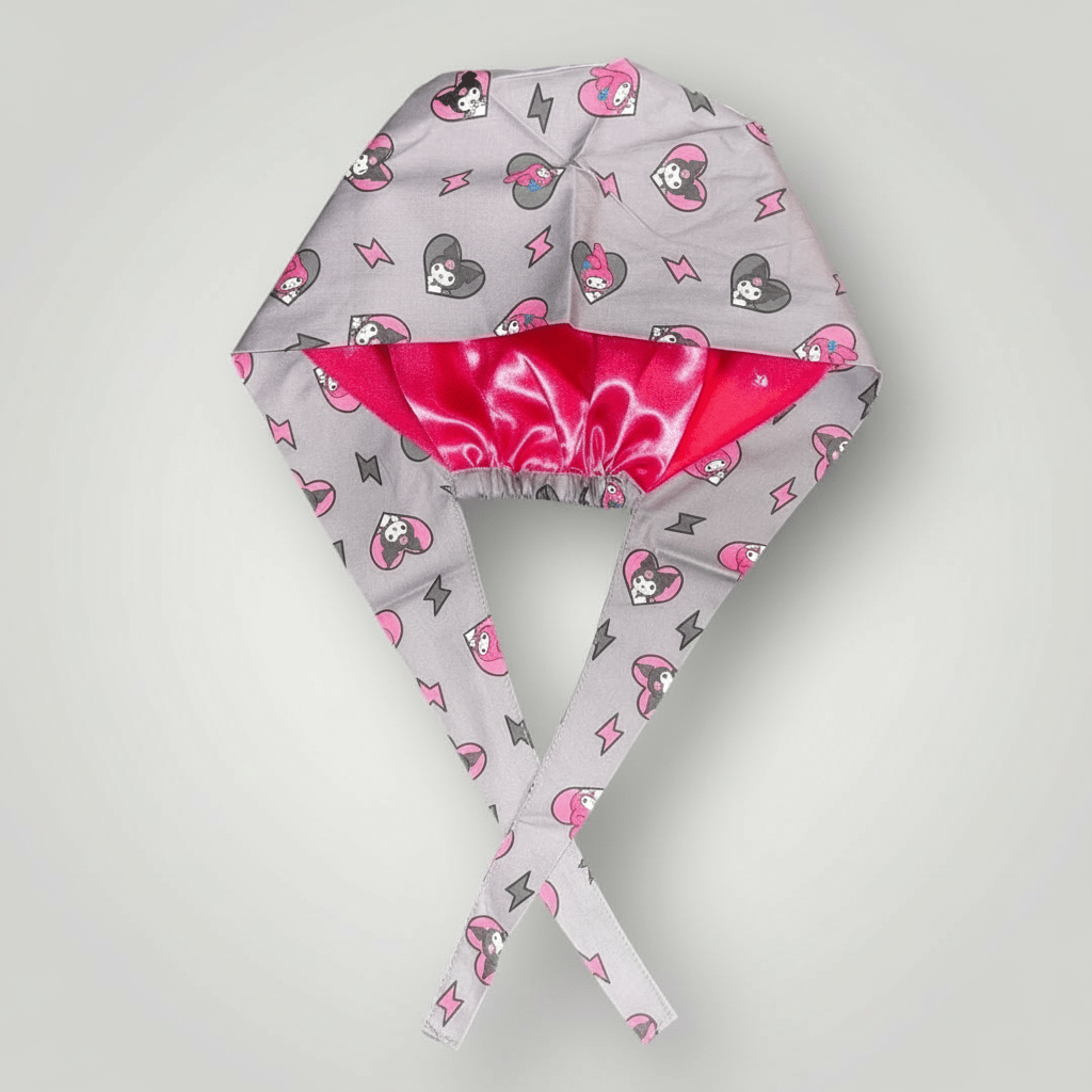 Satin - Lined Nurse Scrub Caps | Hello Kitty, Barbie, Powerpuff and Bratz Styles - Nursecaresuites - Online Healthcare BoutiqueScrub CapAdjustable Scrub CapAdjustable Tie Backaesthetic healthcare worker