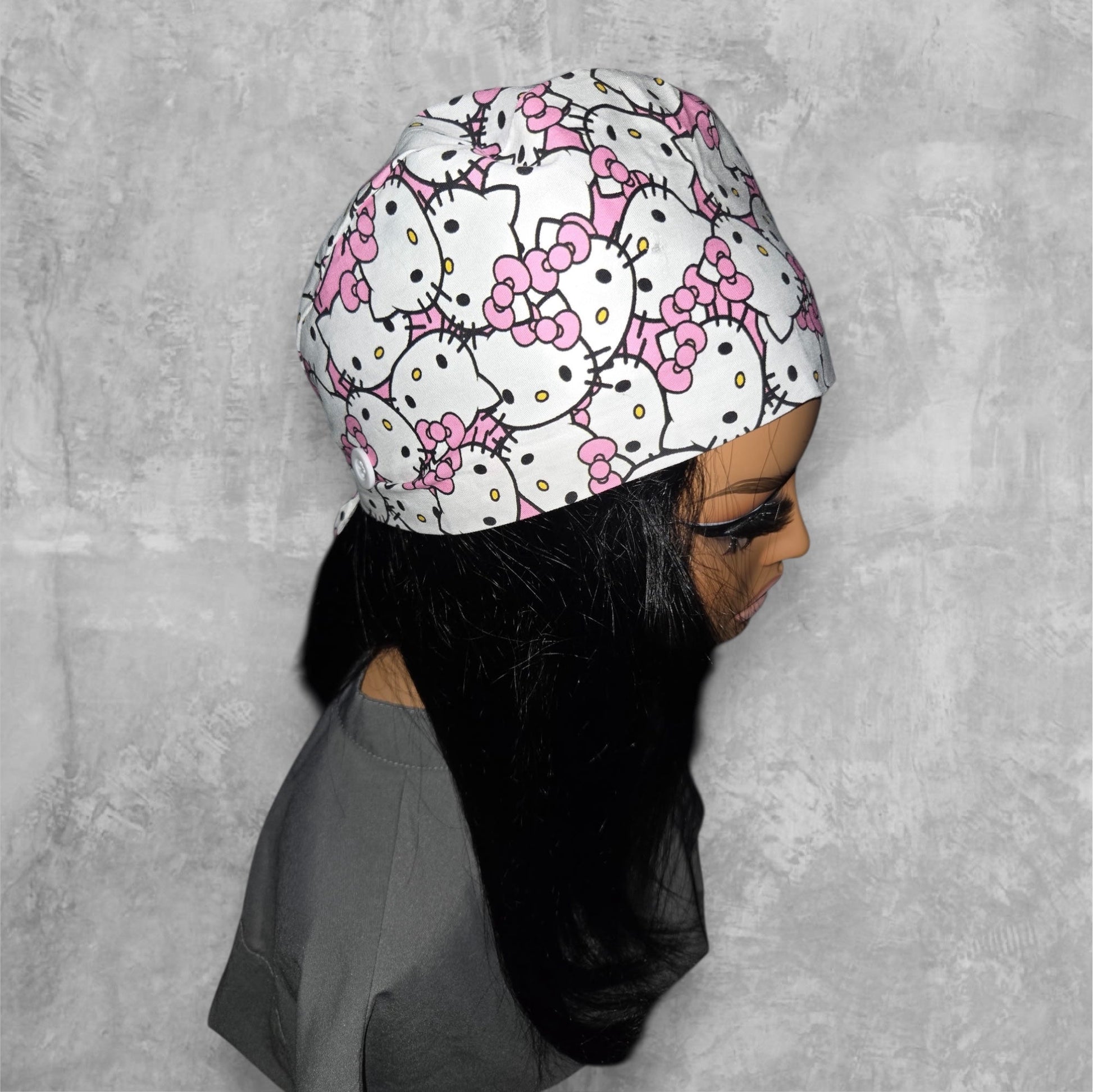 Satin - Lined Nurse Scrub Caps | Hello Kitty, Barbie, Powerpuff and Bratz Styles - Nursecaresuites - Online Healthcare BoutiqueScrub CapAdjustable Scrub CapAdjustable Tie Backaesthetic healthcare worker