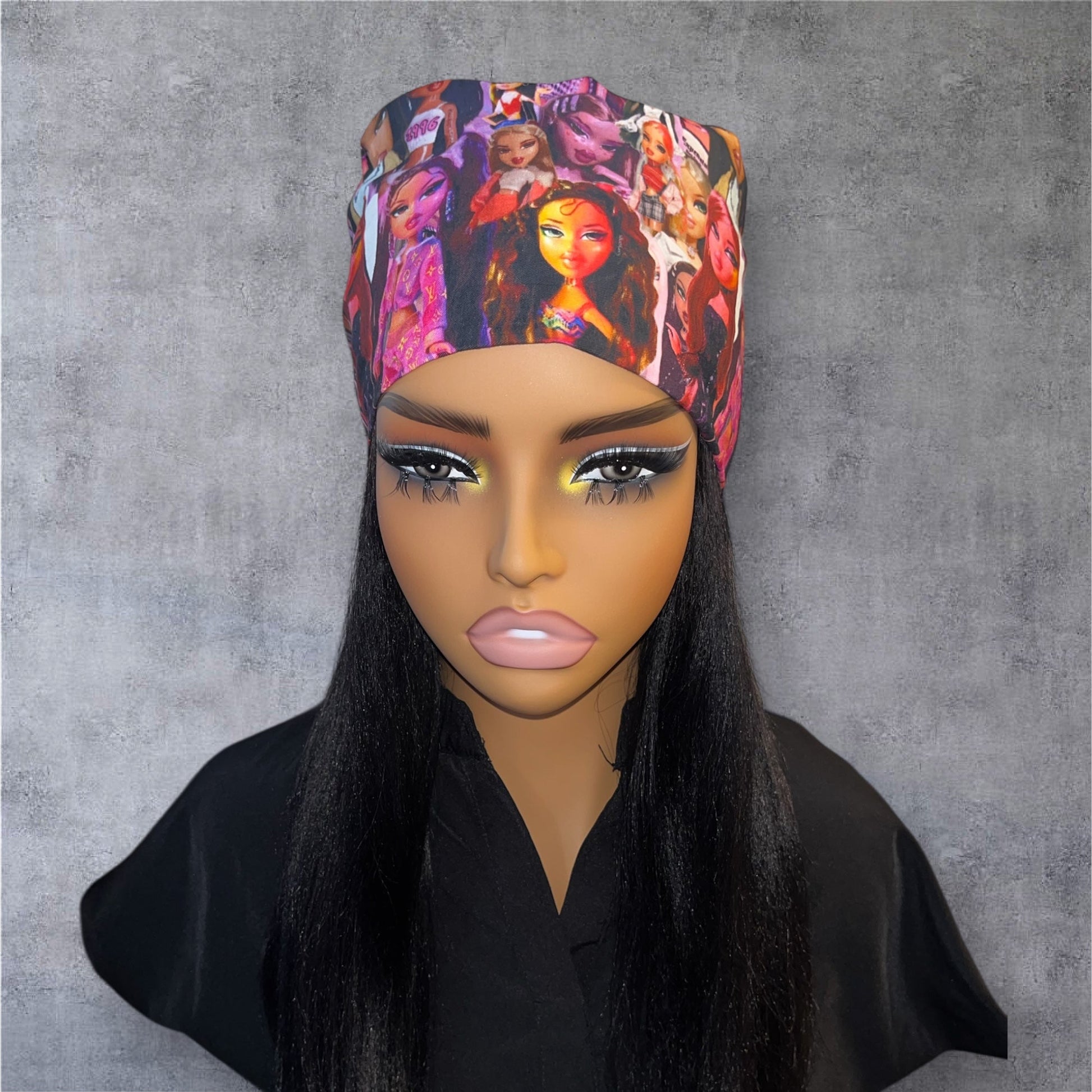 Satin - Lined Nurse Scrub Caps | Hello Kitty, Barbie, Powerpuff and Bratz Styles - Nursecaresuites - Online Healthcare BoutiqueScrub CapAdjustable Scrub CapAdjustable Tie Backaesthetic healthcare worker