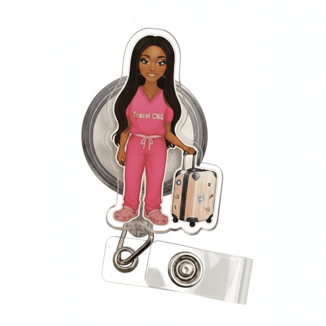 Travel CNA Badge Reel - Nursecaresuites - Online Healthcare Boutiquebadge reelcaregiver giftcna accessoriescna badge reel