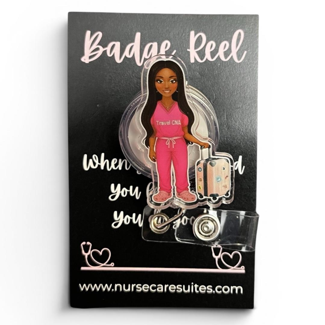 Travel CNA Badge Reel - Nursecaresuites - Online Healthcare Boutiquebadge reelcaregiver giftcna accessoriescna badge reel