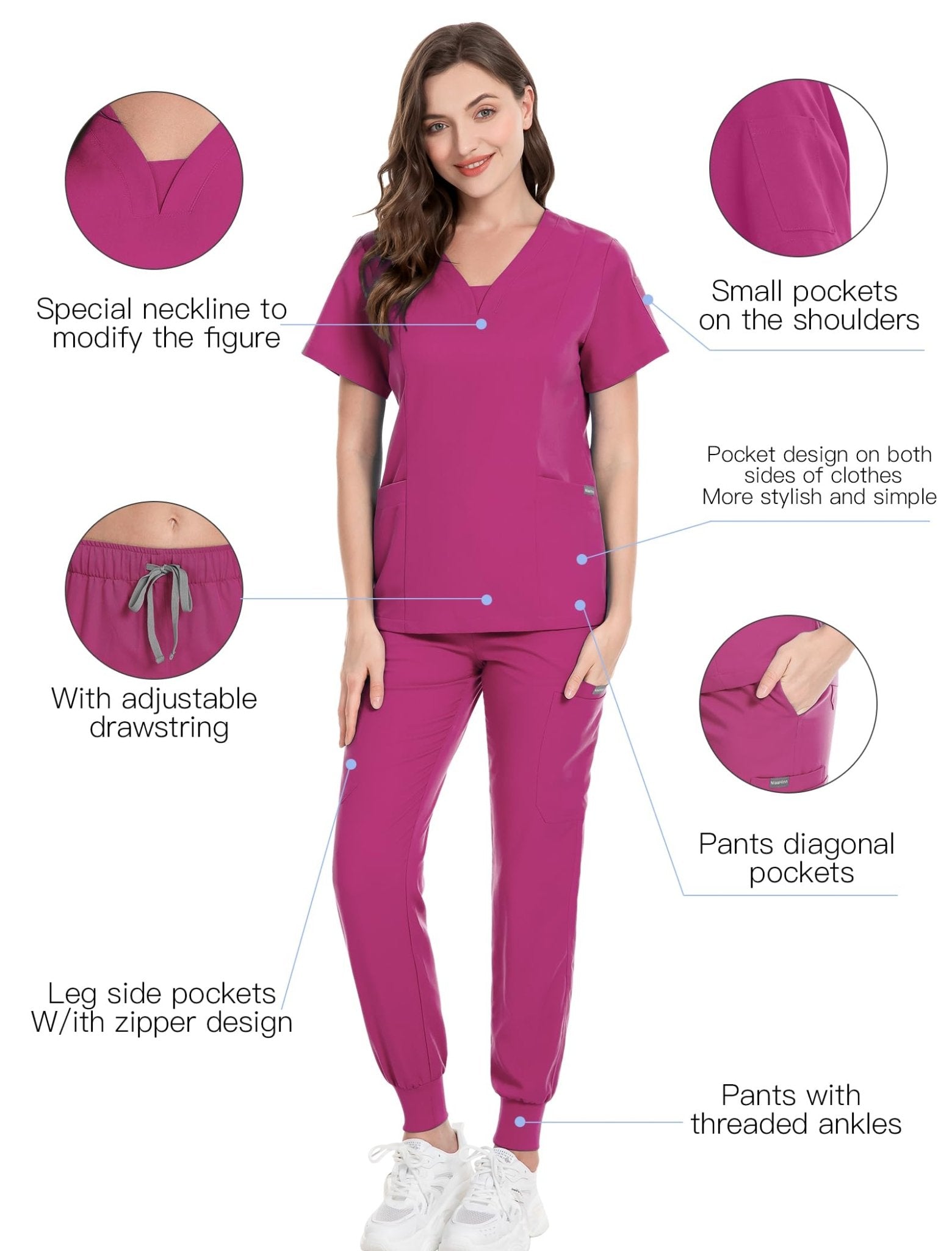 V - Neckland Jogger Scrub set - Nursecaresuites - Online Healthcare BoutiqueB0B316WMJR