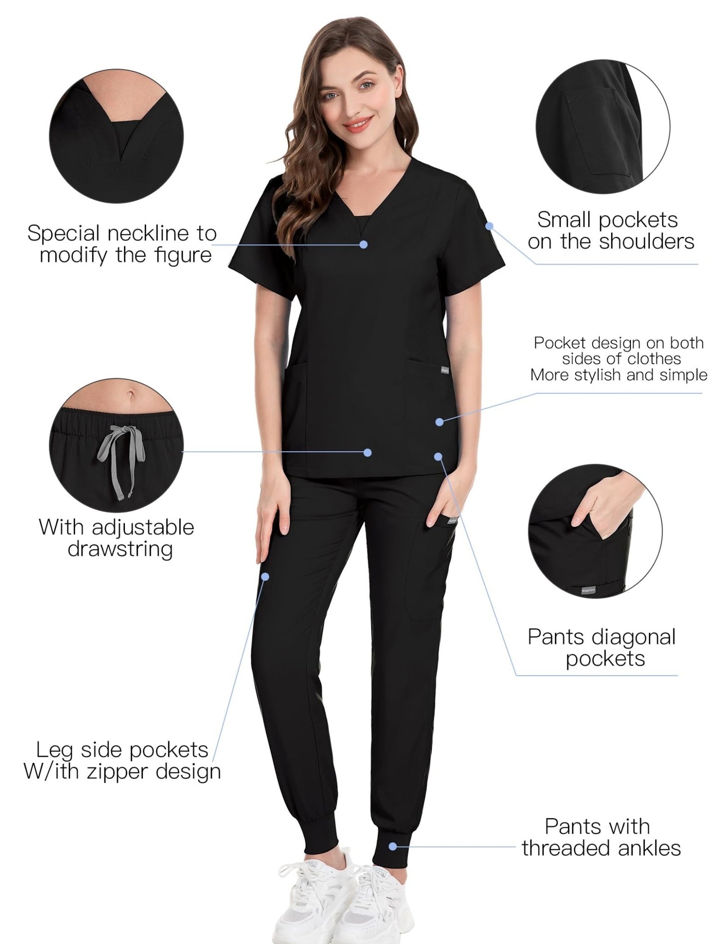 V - Neckland Jogger Scrub set - Nursecaresuites - Online Healthcare BoutiqueB0B31BFPPG