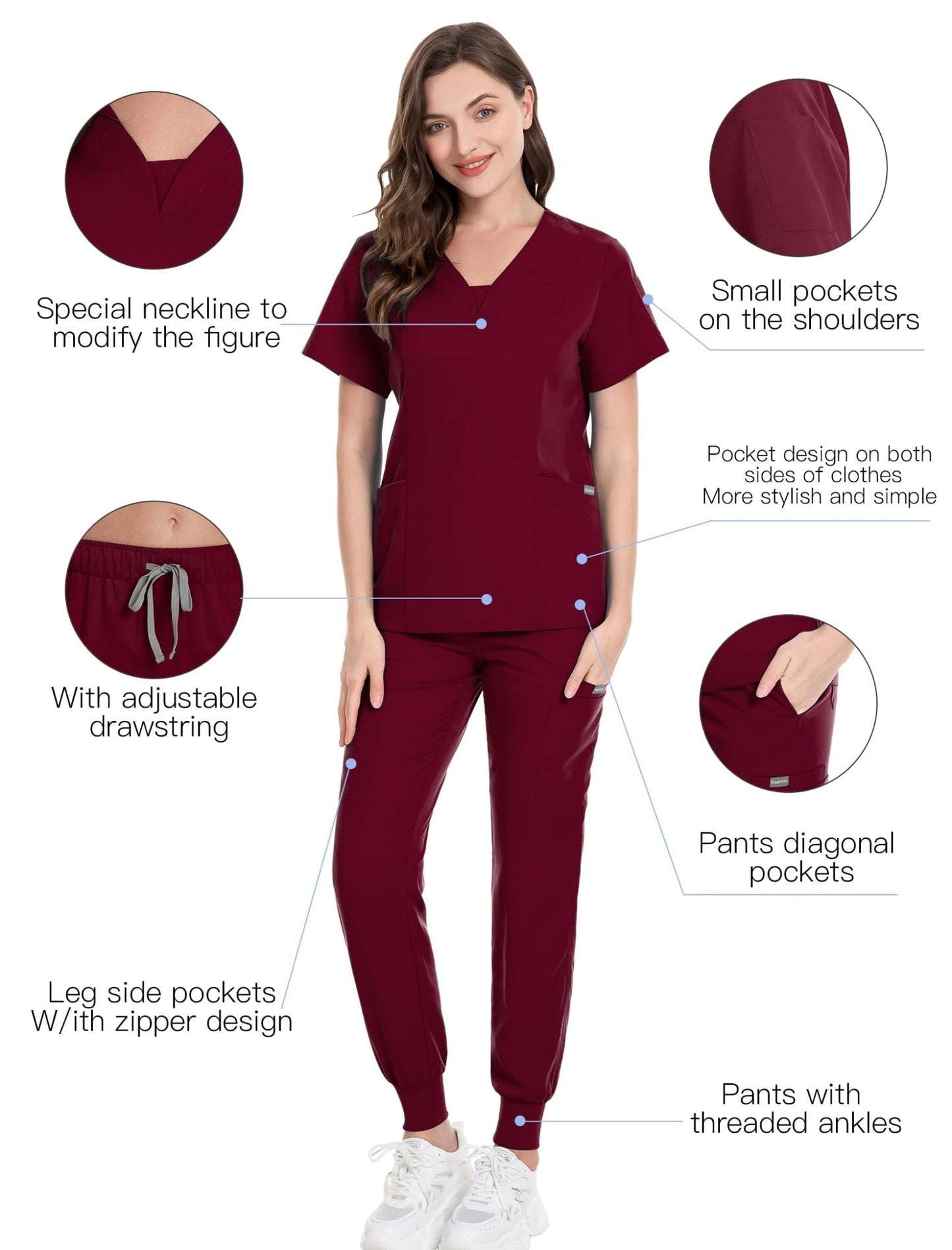 V - Neckland Jogger Scrub set - Nursecaresuites - Online Healthcare BoutiqueB0B317CD8J