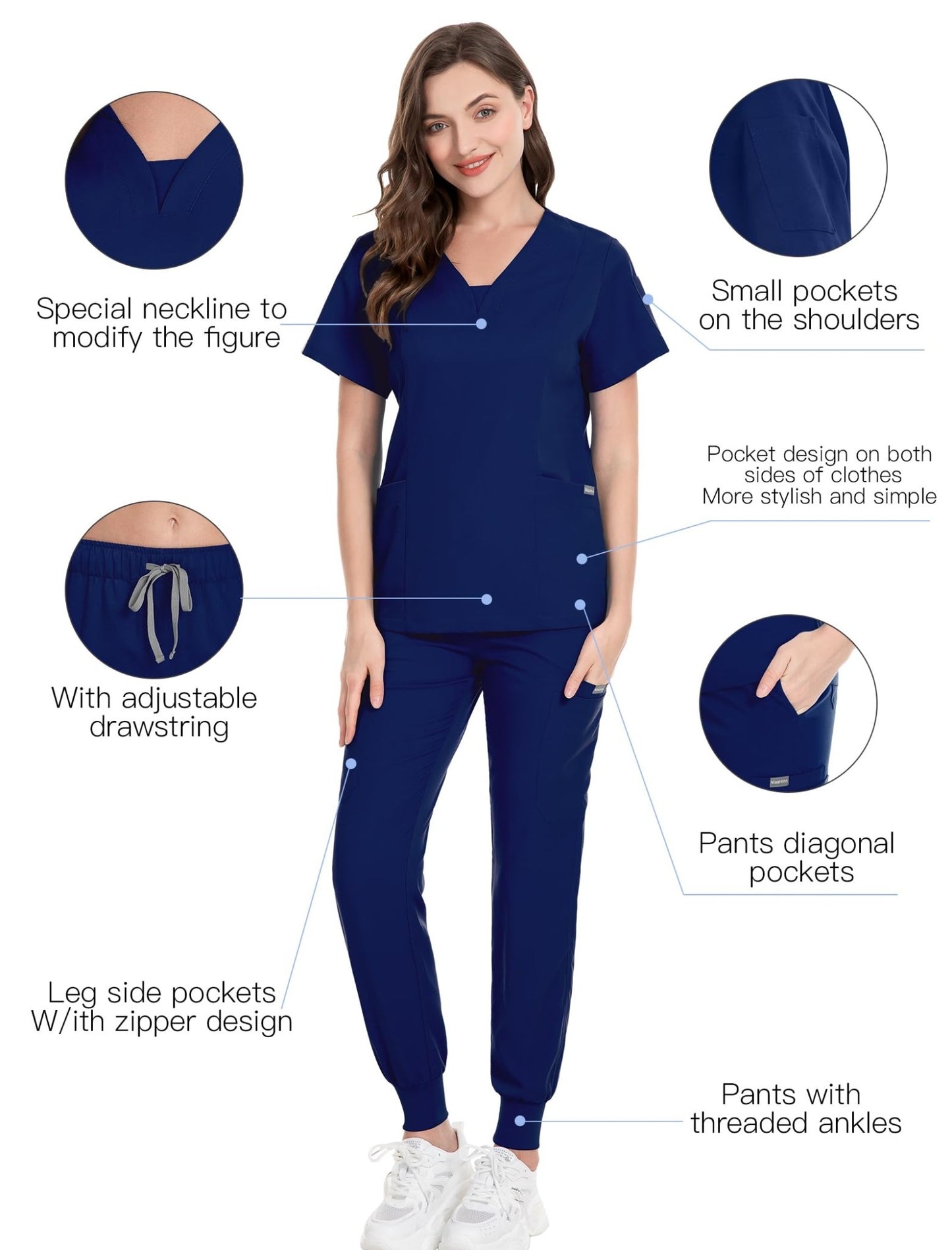 V - Neckland Jogger Scrub set - Nursecaresuites - Online Healthcare BoutiqueB0B31717TR